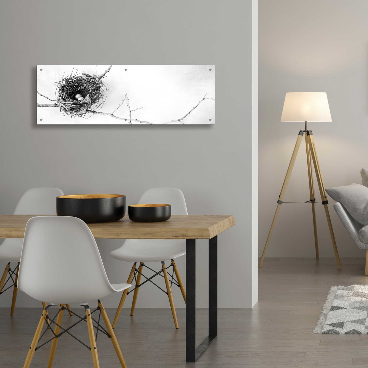 Epic Art 'Nest and Branch I Pano' by Debra Van Swearingen, Acrylic Glass Wall Art,48x16