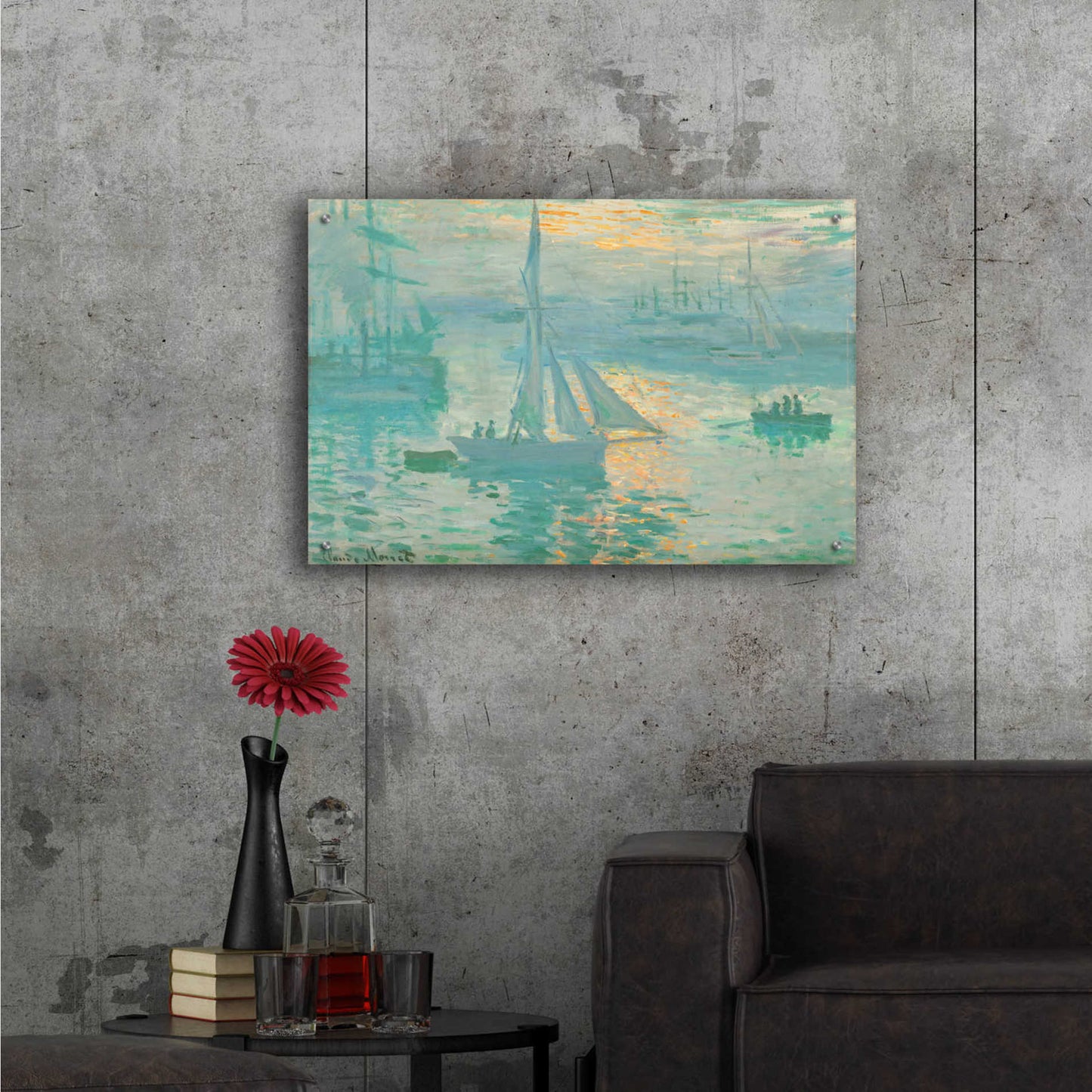 Epic Art 'Sunrise' by Claude Monet, Acrylic Glass Wall Art,36x24