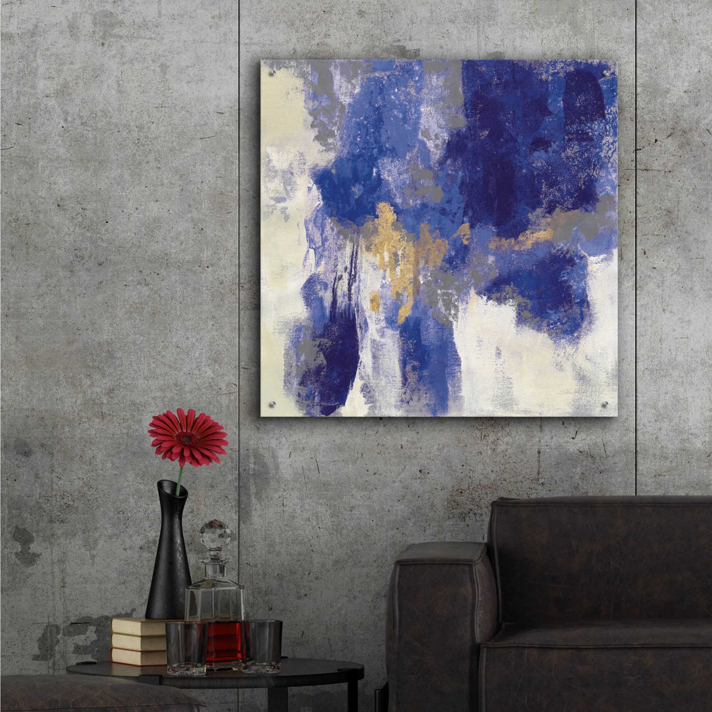 Epic Art 'Sparkle Abstract II Blue' by Silvia Vassileva, Acrylic Glass Wall Art,36x36