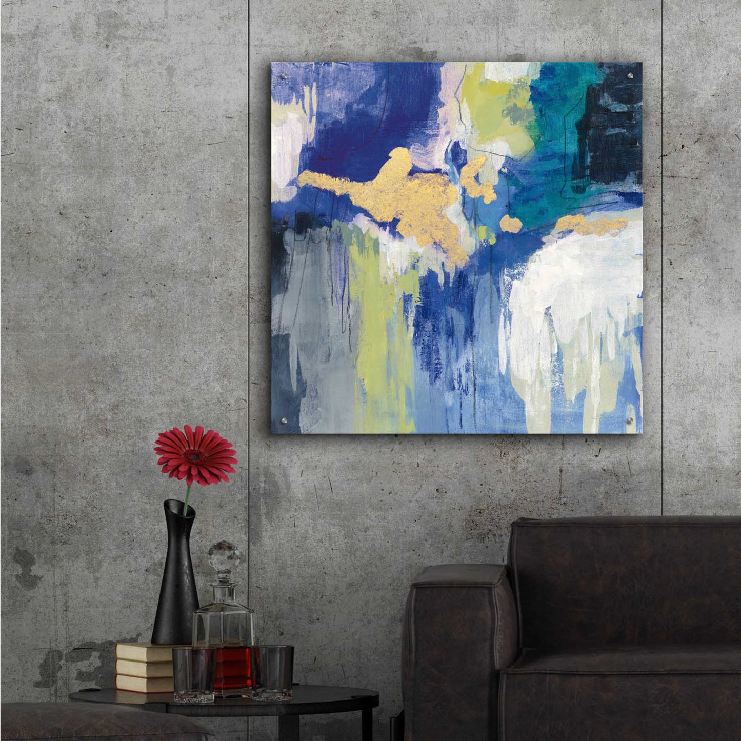 Epic Art 'Sparkle Abstract III Blue' by Silvia Vassileva, Acrylic Glass Wall Art,36x36
