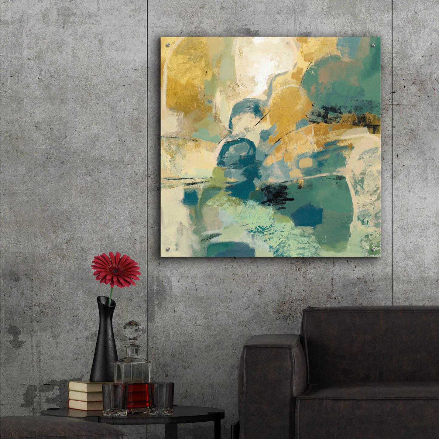 Epic Art 'Mid Mod Mood Blue' by Silvia Vassileva, Acrylic Glass Wall Art,36x36