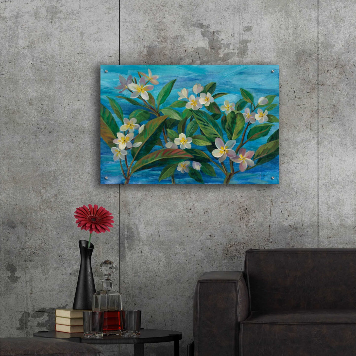 Epic Art 'Oceanside Plumeria' by Silvia Vassileva, Acrylic Glass Wall Art,36x24
