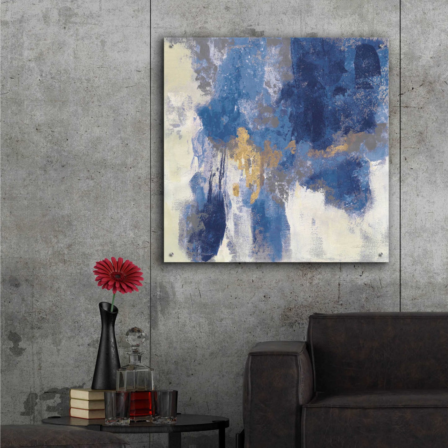 Epic Art 'Sparkle Abstract II Navy' by Silvia Vassileva, Acrylic Glass Wall Art,36x36