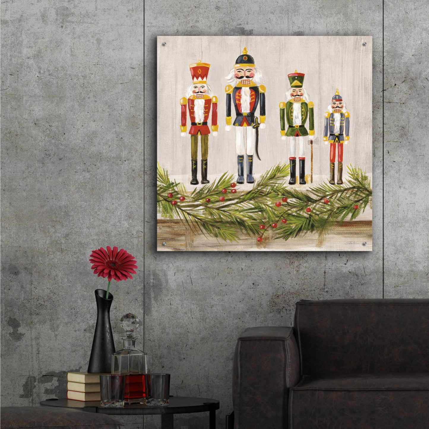 Epic Art 'Nutcrackers on a Mantel' by Silvia Vassileva, Acrylic Glass Wall Art,36x36