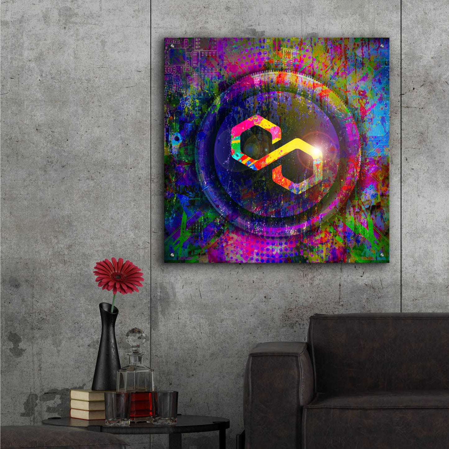 Epic Art 'MATIC Polygon Crypto,' Acrylic Glass Wall Art,36x36