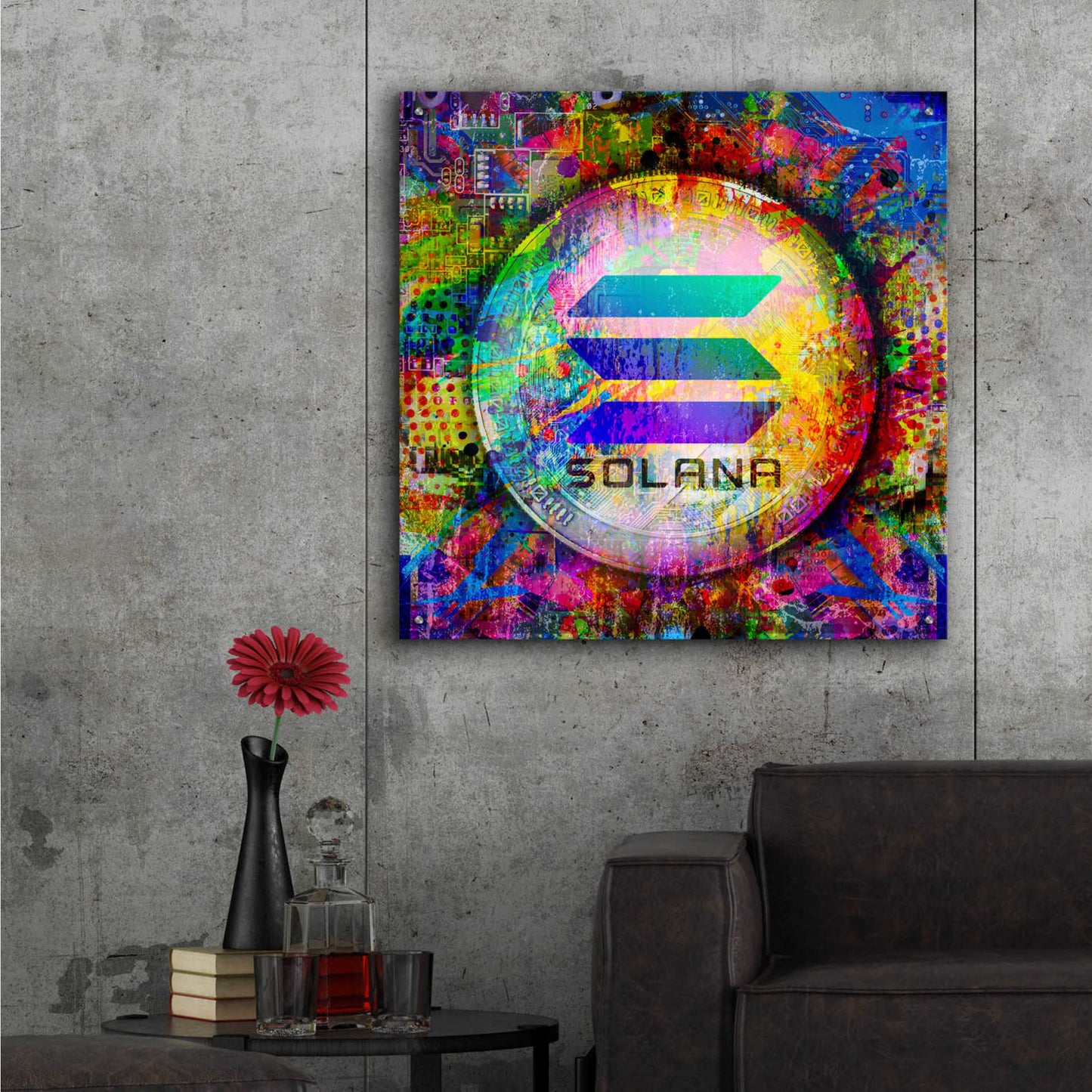 Epic Art 'SOL Solana Crypto,' Acrylic Glass Wall Art,36x36