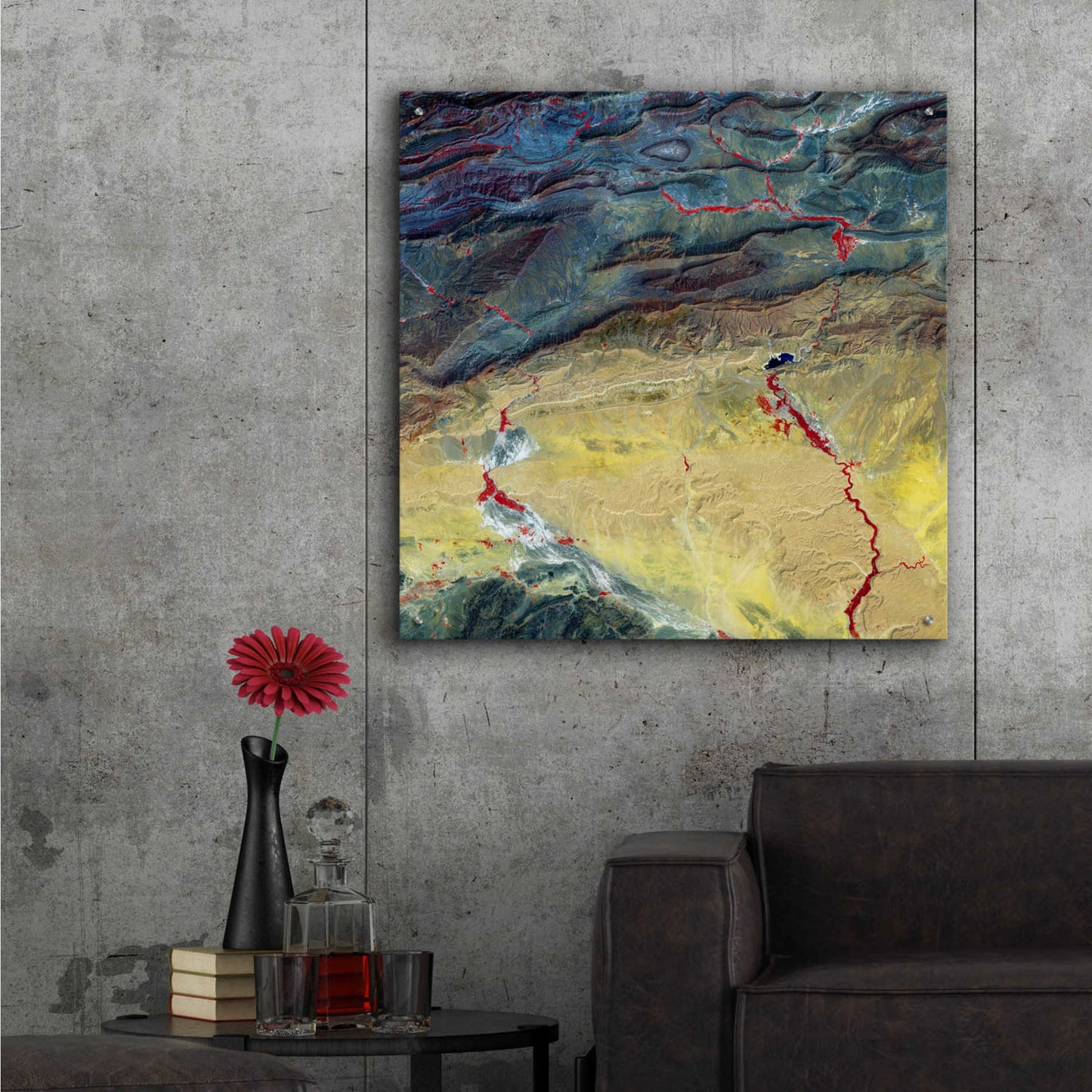 Epic Art 'Earth as Art: Crimson Streams,' Acrylic Glass Wall Art,36x36