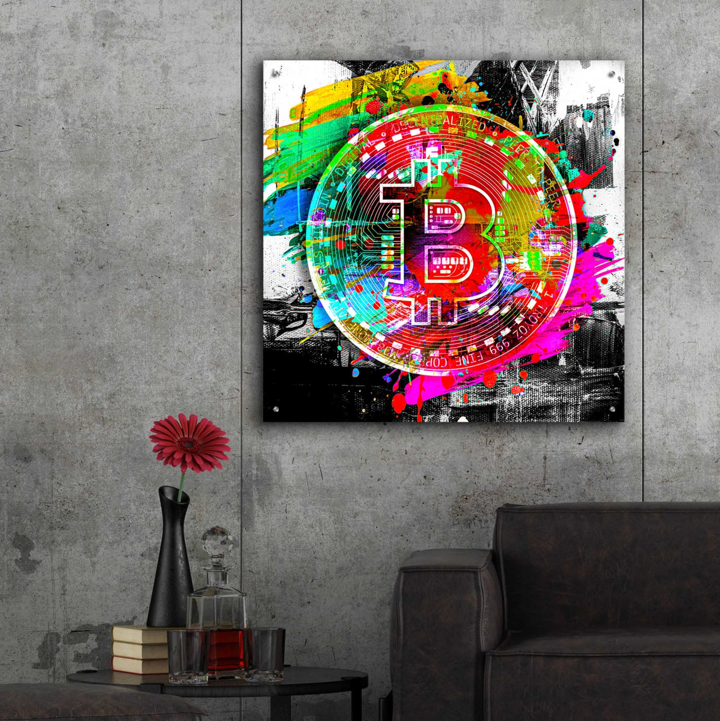 Epic Art 'Bitcoin the Currency Predator,' Acrylic Glass Wall Art,36x36