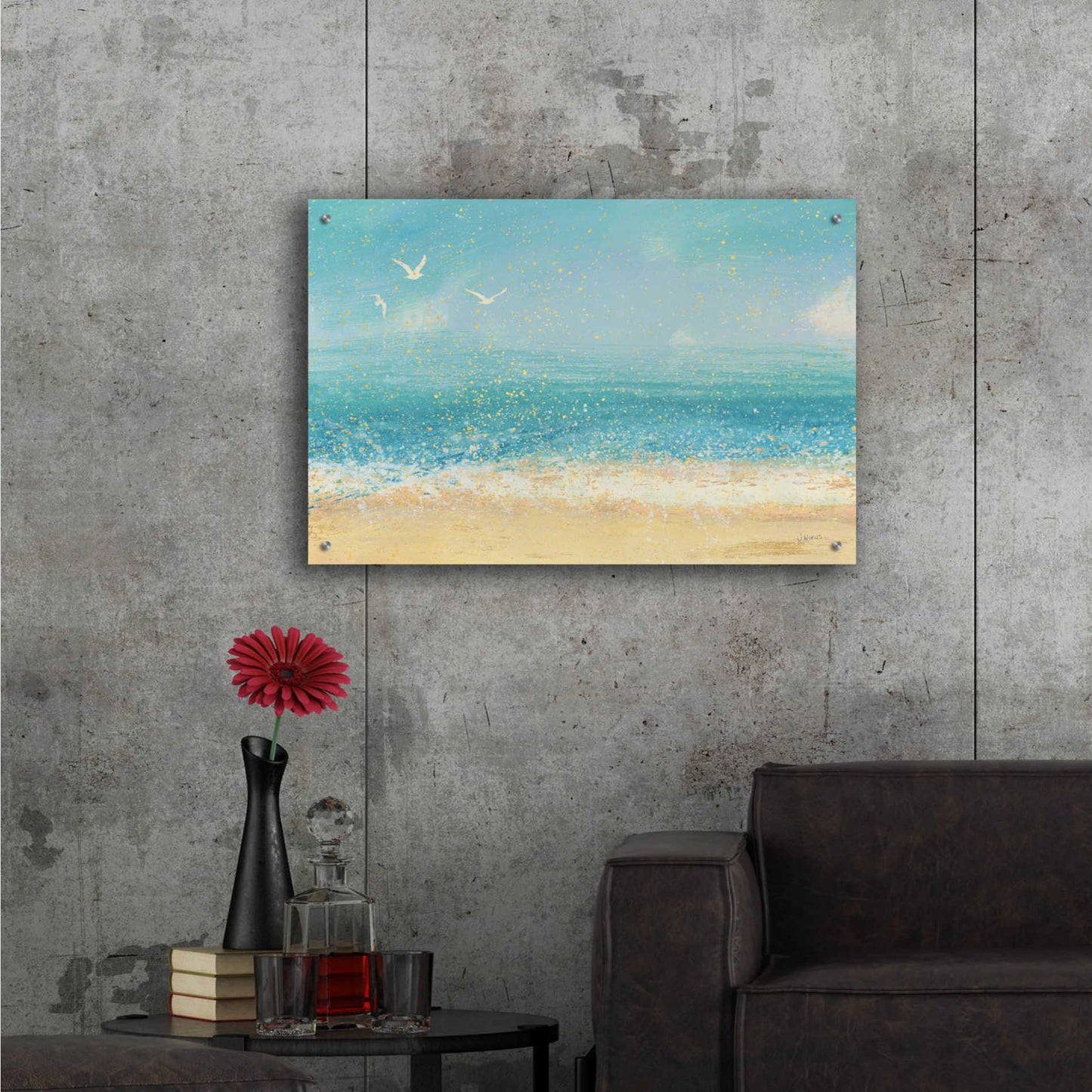 Epic Art 'Splatter Beach I' by James Wiens, Acrylic Glass Wall Art,36x24