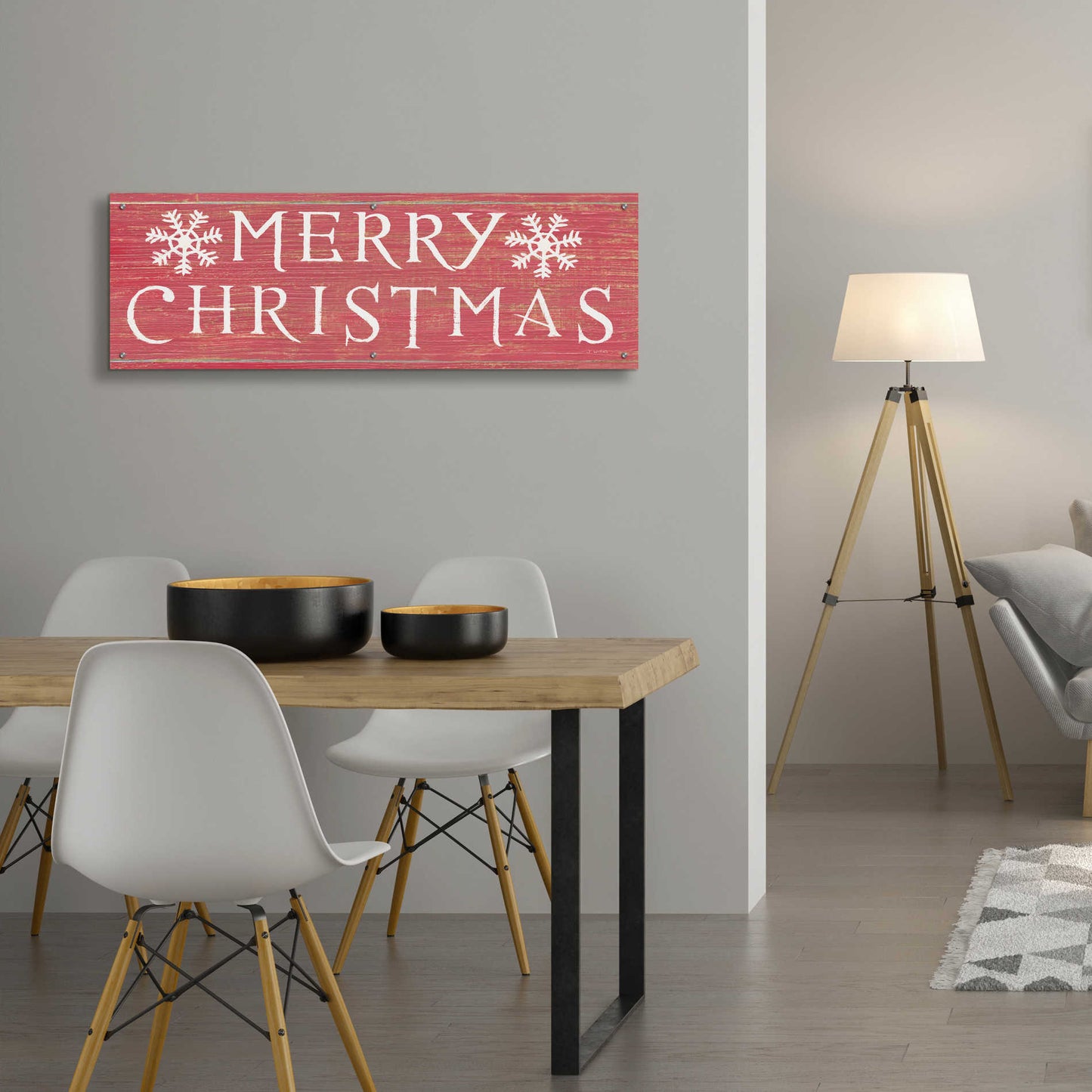 Epic Art 'Christmas Affinity III Red' by James Wiens, Acrylic Glass Wall Art,48x16