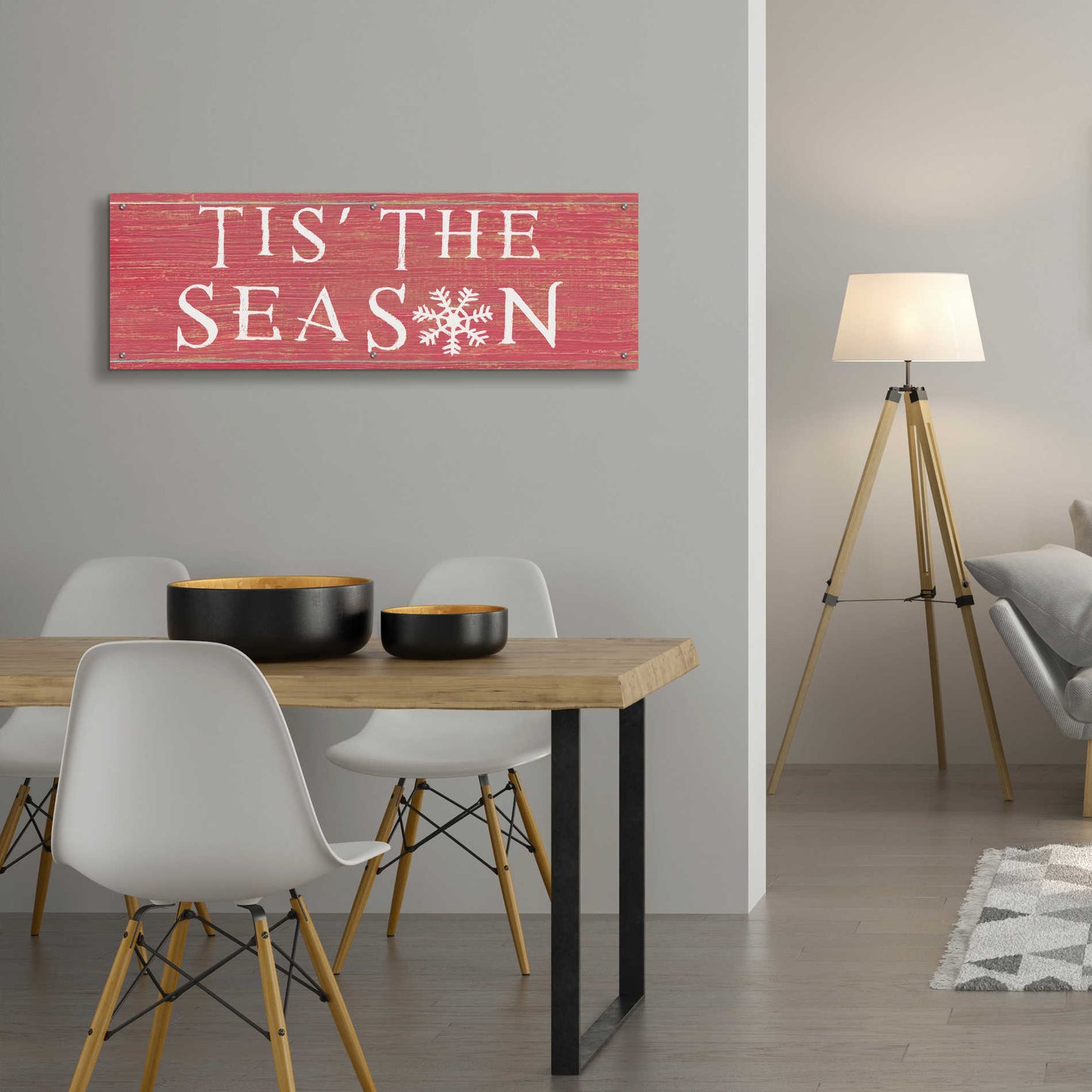 Epic Art 'Christmas Affinity IV Red' by James Wiens, Acrylic Glass Wall Art,48x16