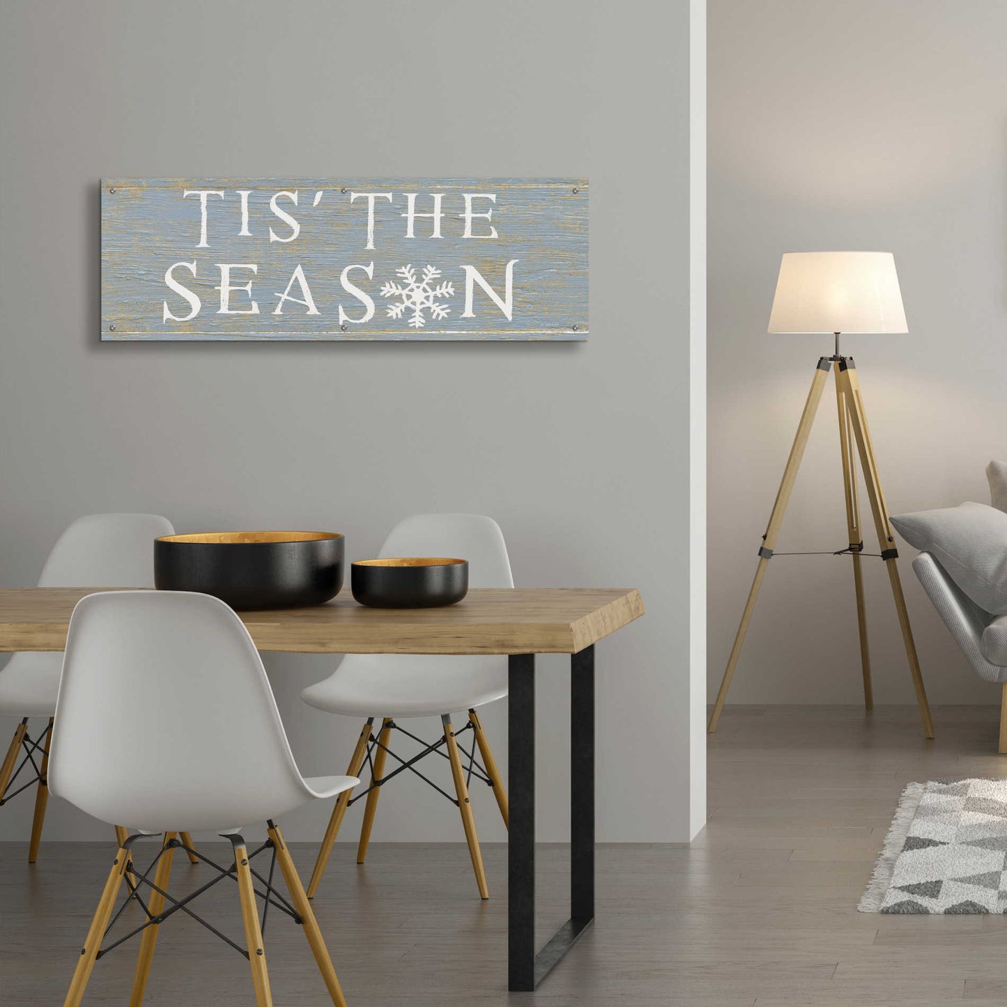 Epic Art 'Christmas Affinity IV Grey' by James Wiens, Acrylic Glass Wall Art,48x16