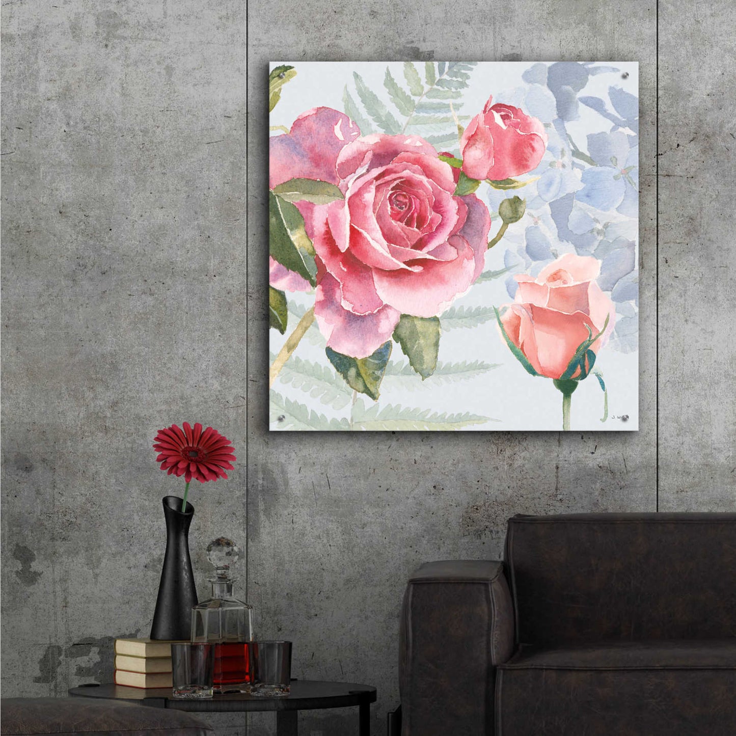 Epic Art 'Boho Bouquet V Blue' by James Wiens, Acrylic Glass Wall Art,36x36