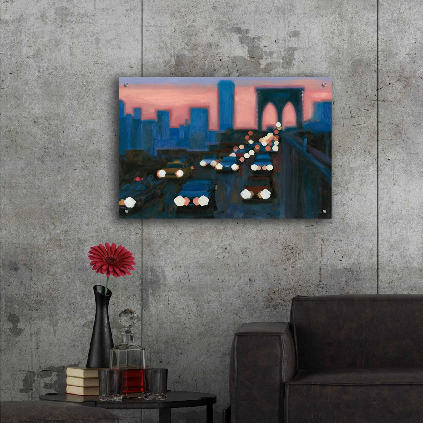 Epic Art 'Brooklyn Bridge Evening' by James Wiens, Acrylic Glass Wall Art,36x24