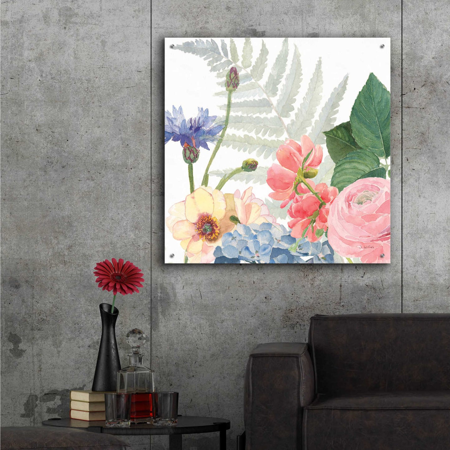 Epic Art 'Boho Bouquet IX' by James Wiens, Acrylic Glass Wall Art,36x36