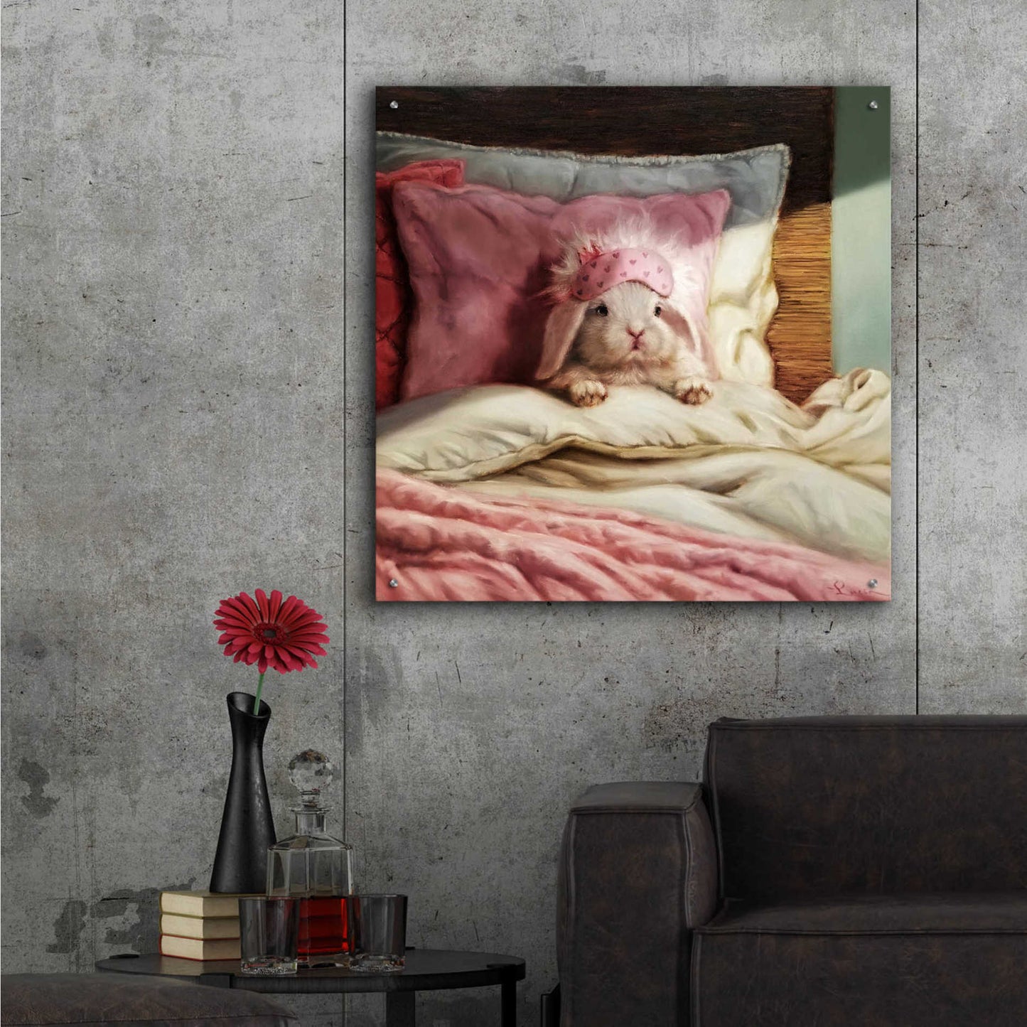 Epic Art 'Bed Hare' by Lucia Heffernan, Acrylic Glass Wall Art,36x36