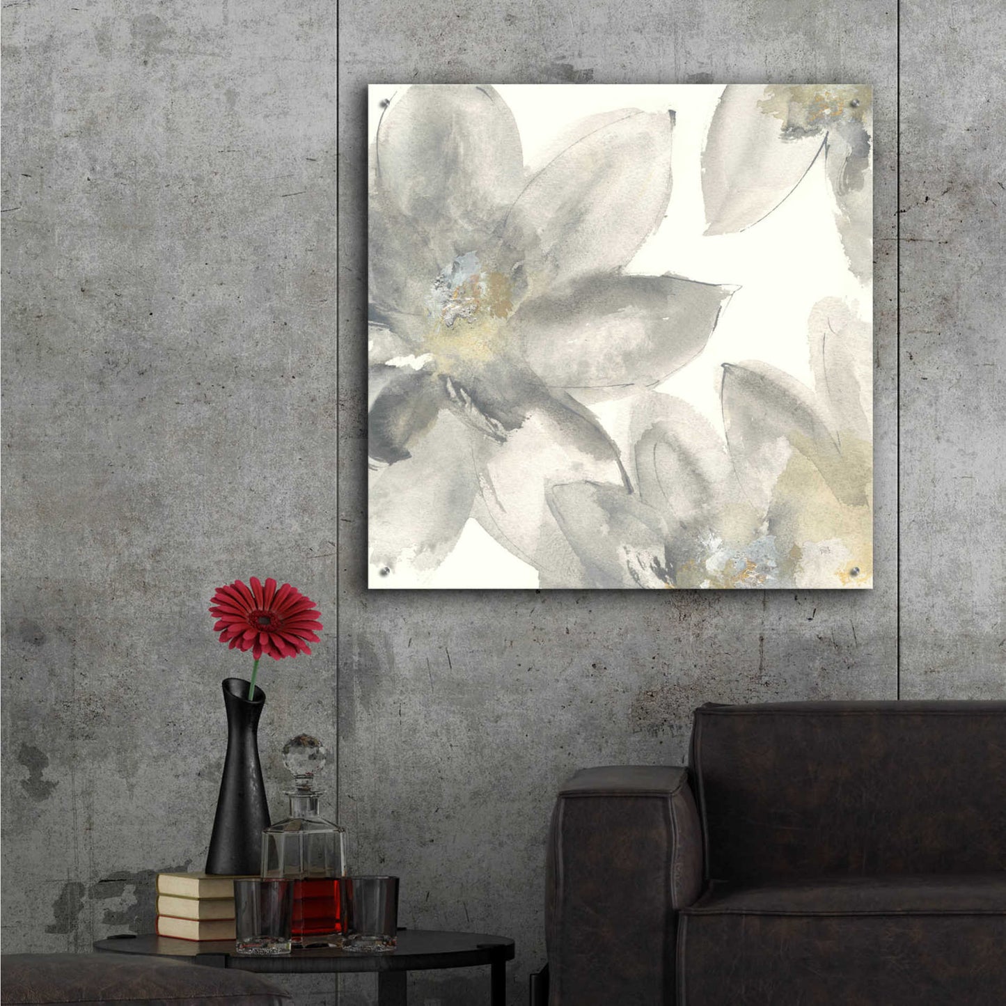 Epic Art 'Gray And Silver Flowers I' by Chris Paschke,36x36