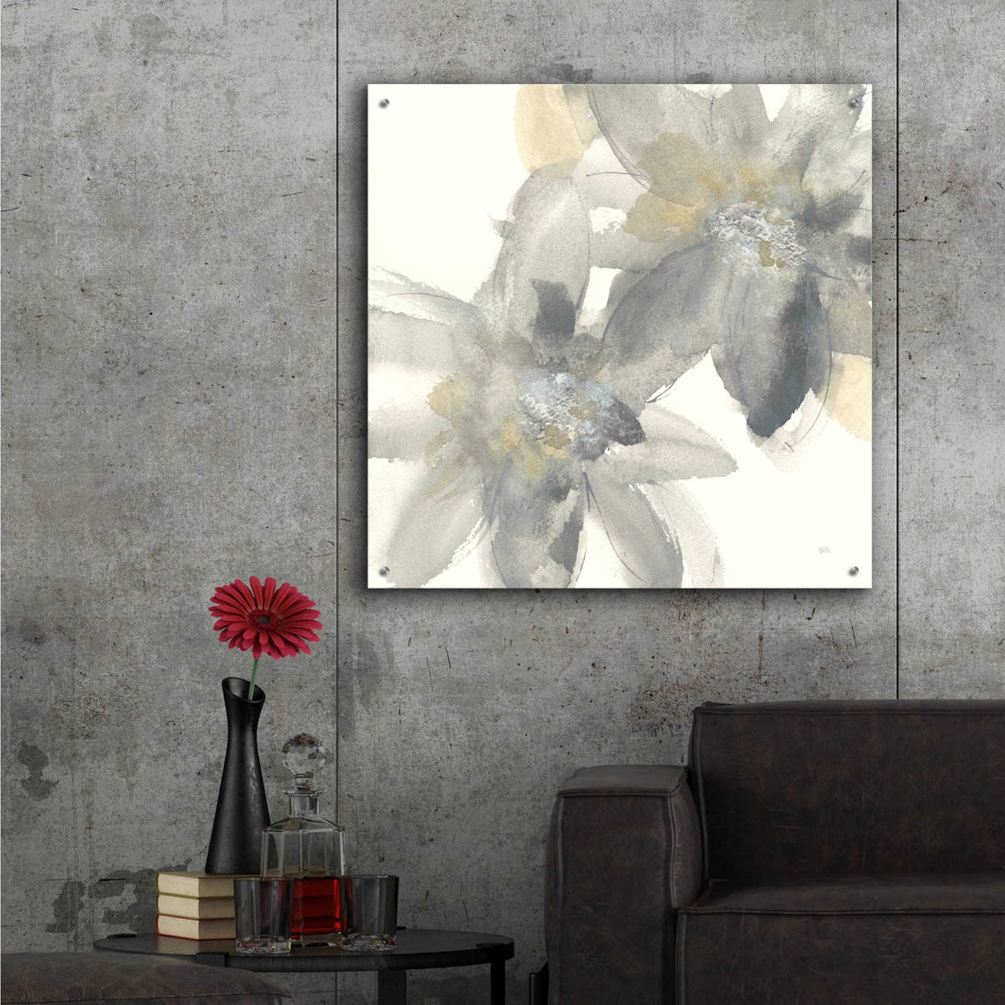 Epic Art 'Gray And Silver Flowers II' by Chris Paschke,36x36