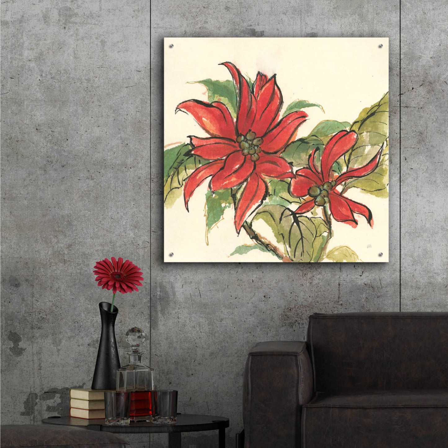 Epic Art 'Poinsettia II' by Chris Paschke,36x36