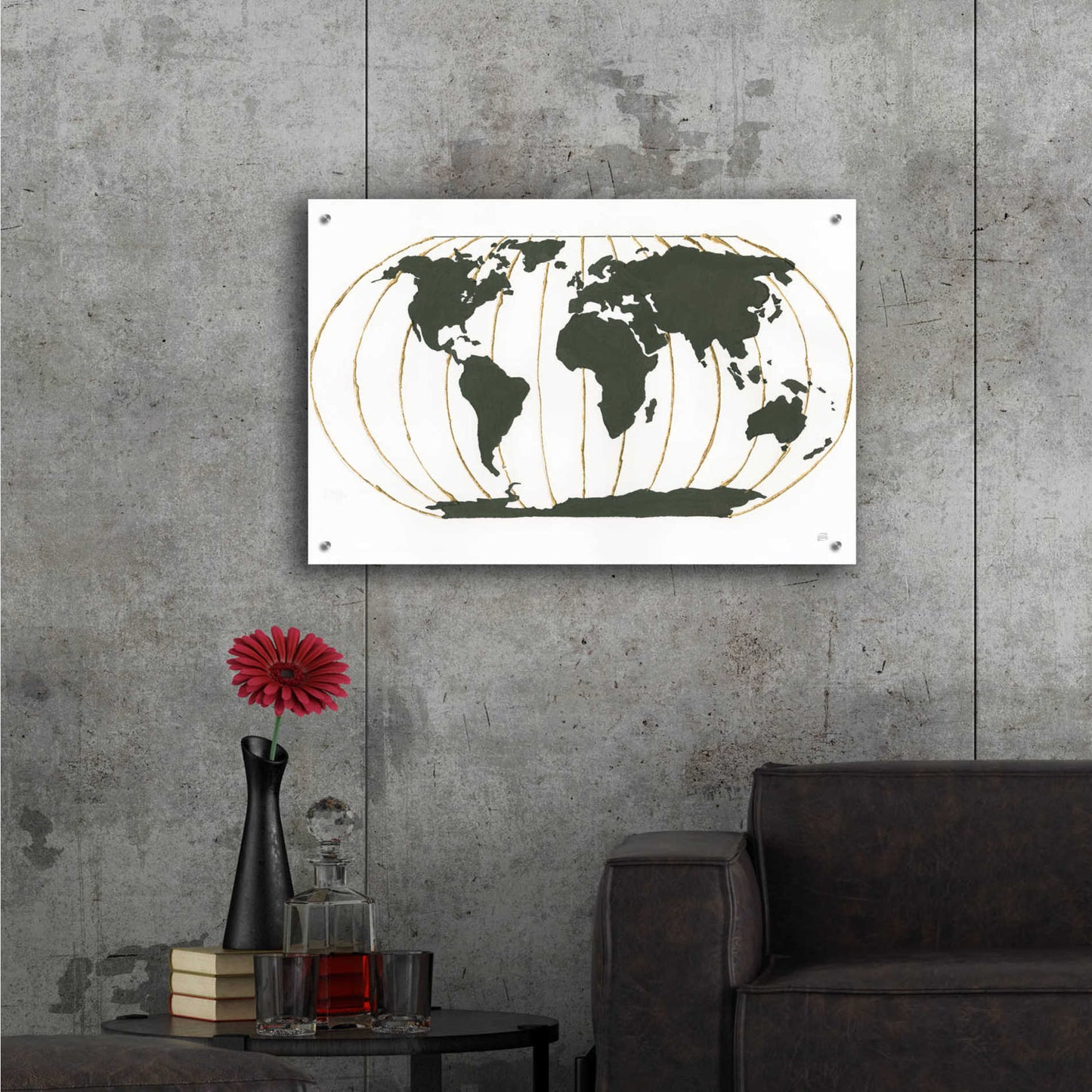 Epic Art 'World Map Gold Lines' by Chris Paschke,36x24