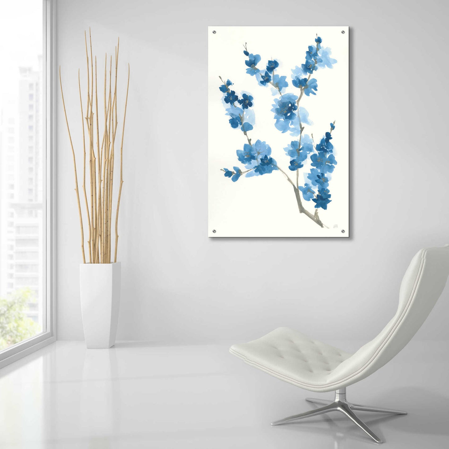 Epic Art 'Blue Branch IV' by Chris Paschke, Acrylic Glass Wall Art,24x36