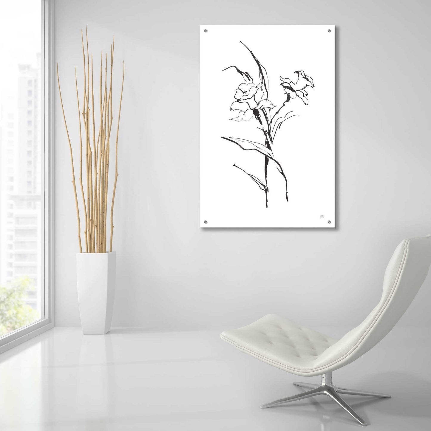 Epic Art 'Line Daffodil' by Chris Paschke, Acrylic Glass Wall Art,24x36