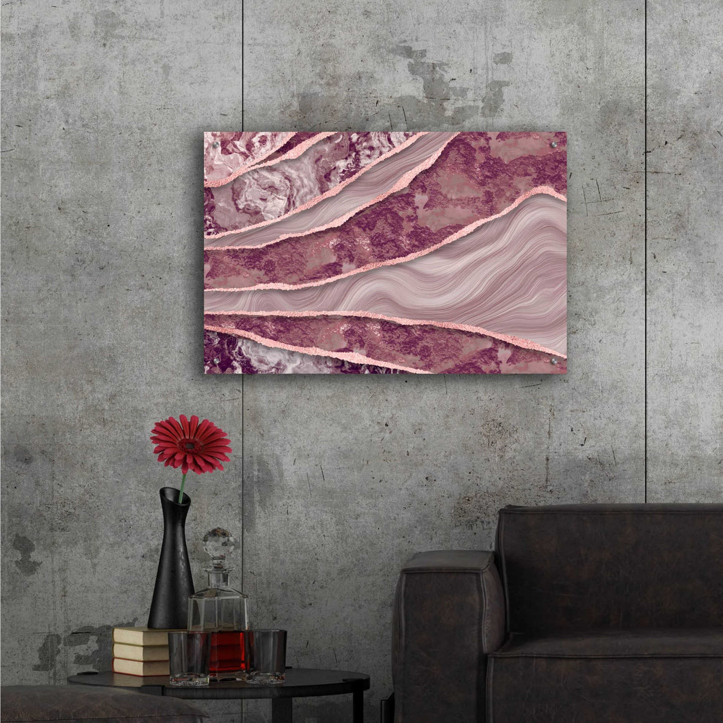 Epic Art 'Rose Quartz Marble And Stone' by Andrea Haase Acrylic Glass Wall Art,36x24