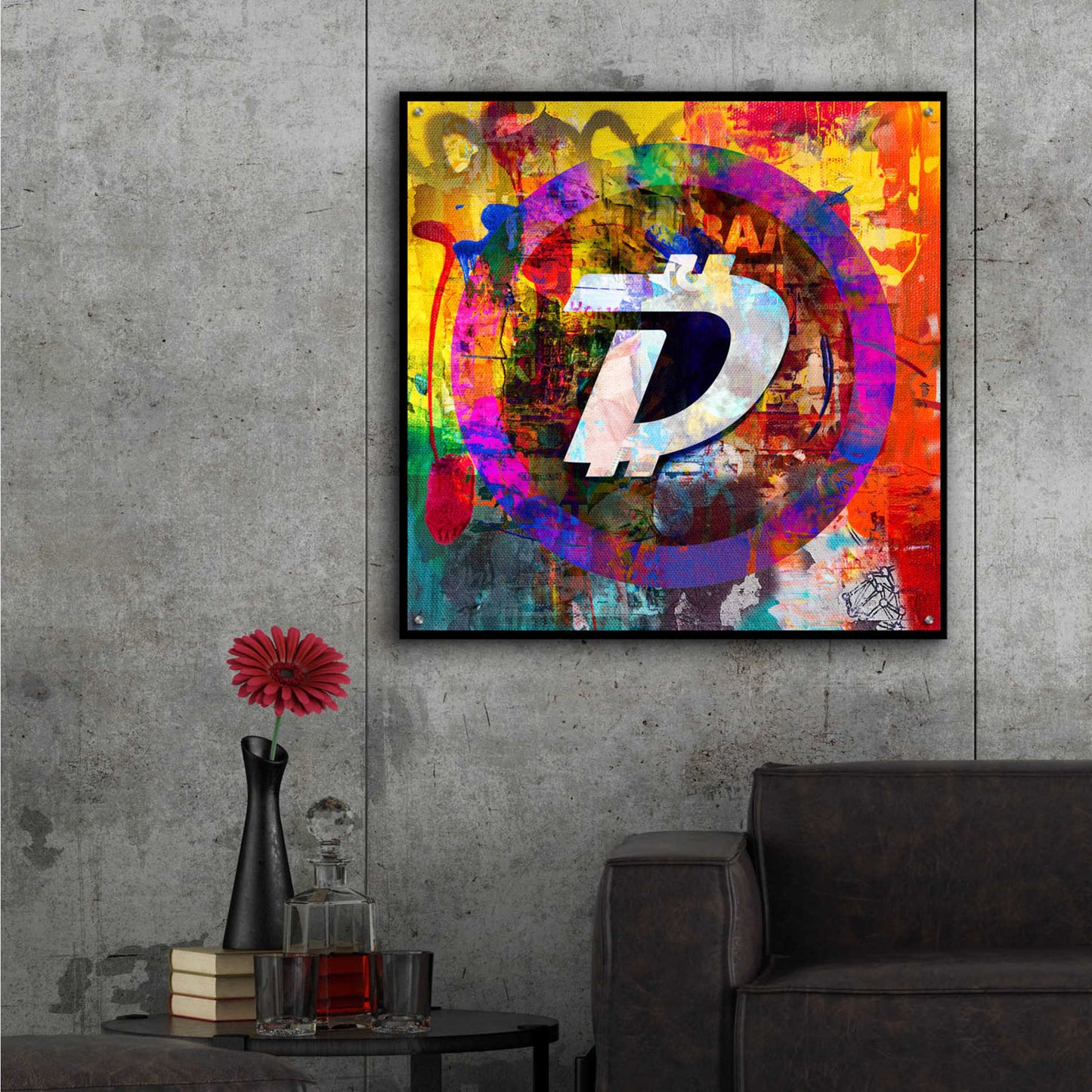Epic Art 'Dgb Digibyte Crypto In Color' by Epic Art Portfolio, Acrylic Glass Wall Art,36x36