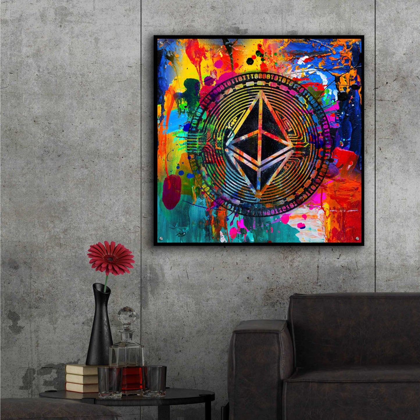 Epic Art 'Eth Etherium Crypto In Color' by Epic Art Portfolio, Acrylic Glass Wall Art,36x36