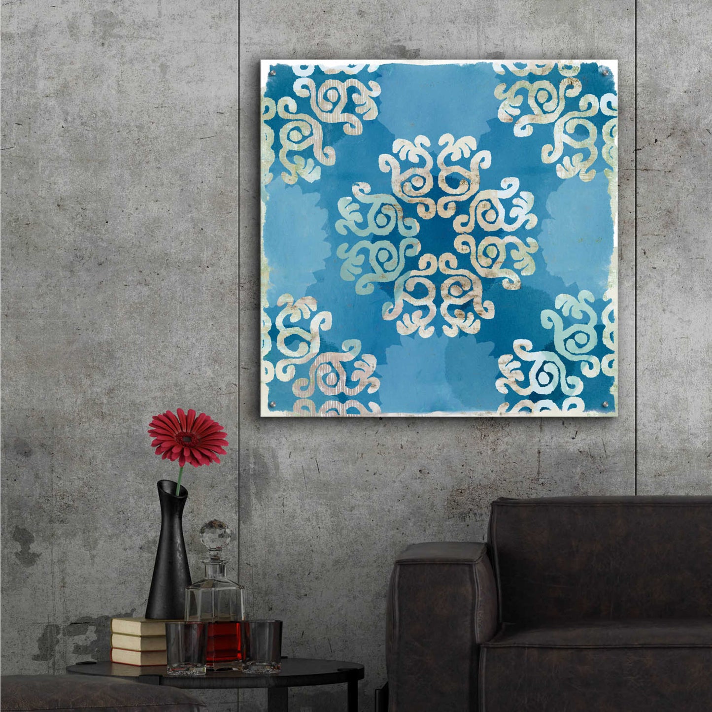 Epic Art 'Royal Blue Tile I' by Flora Kouta Acrylic Glass Wall Art,36x36