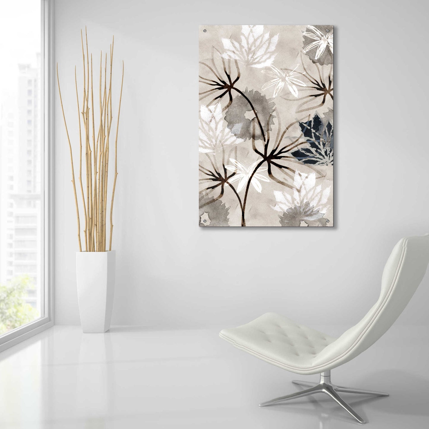 Epic Art 'Monochrome Flowers V' by Flora Kouta Acrylic Glass Wall Art,24x36