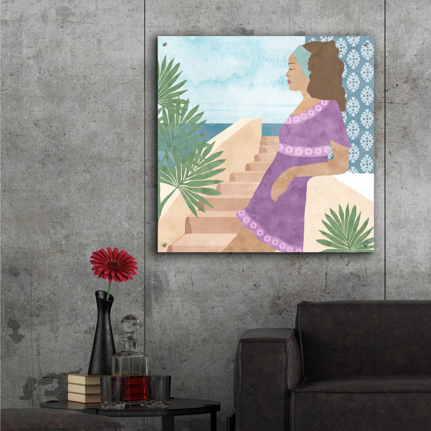 Epic Art 'Mediterranean Holiday IV' by Flora Kouta Acrylic Glass Wall Art,36x36