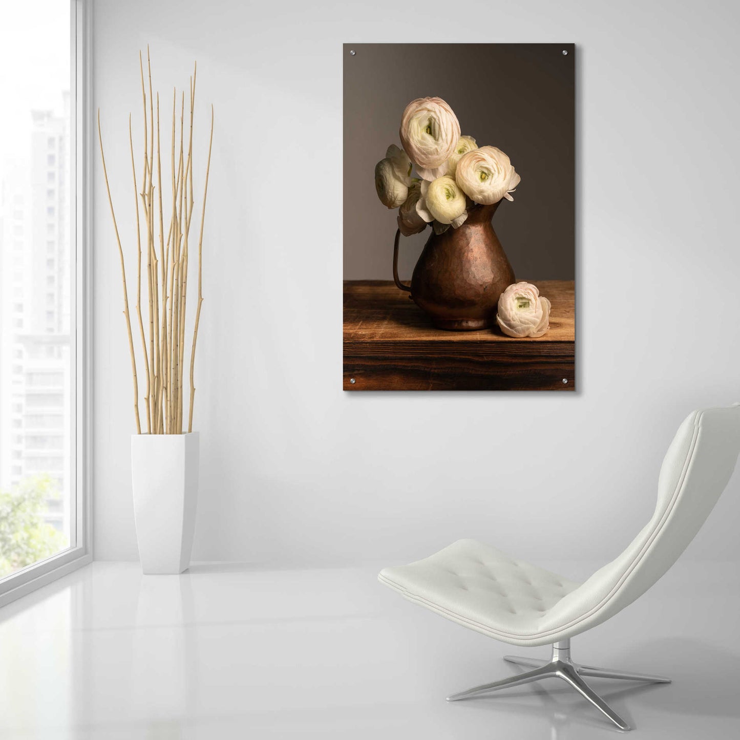 Epic Art 'Pitcher Perfect Petals' by Leah McLean Acrylic Glass Wall Art,24x36