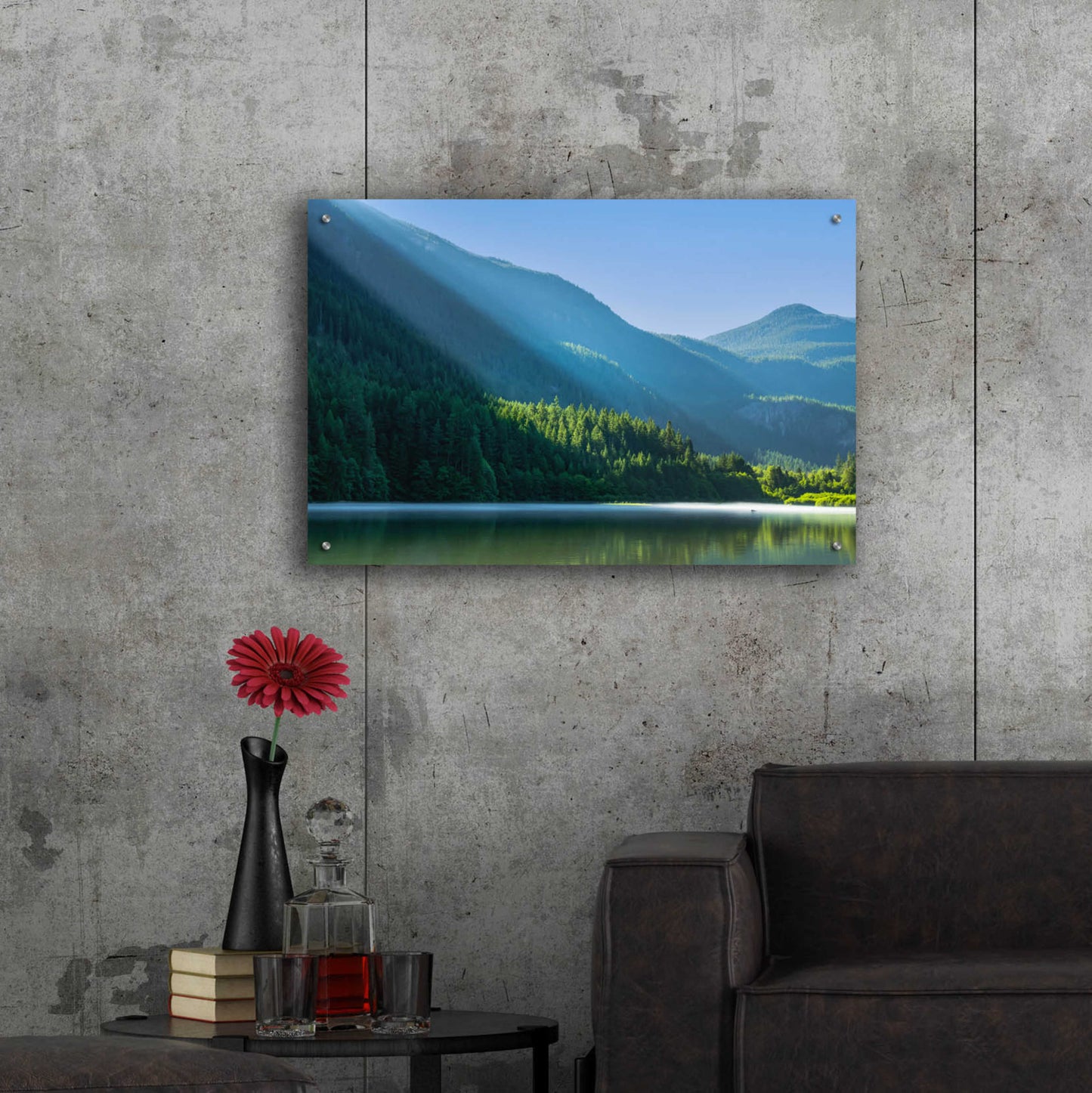 Epic Art 'Morning Rays Streak Across The Mountainside' by Don Schwartz, Acrylic Glass Wall Art,36x24