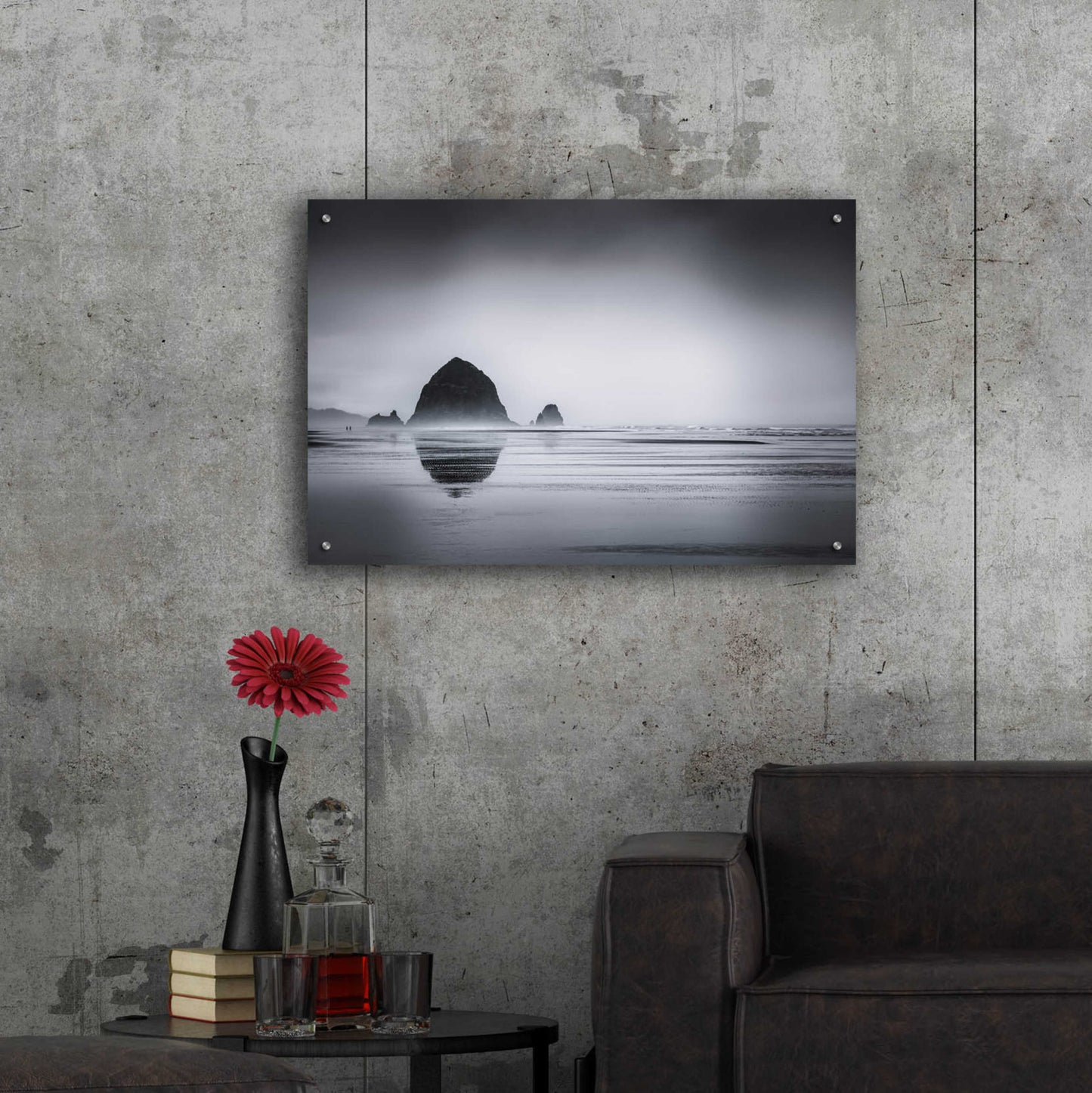 Epic Art 'Fog Surrounds Haystack Rock' by Don Schwartz, Acrylic Glass Wall Art,36x24
