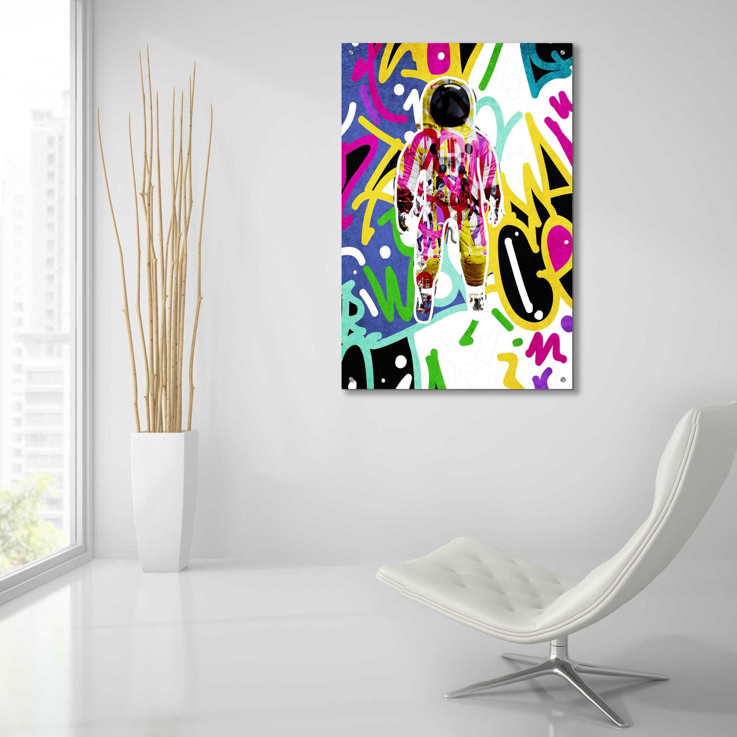 Epic Art 'Colorful Astronaut Graffiti Art 6 ' by Irena Orlov Acrylic Glass Wall Art,24x36