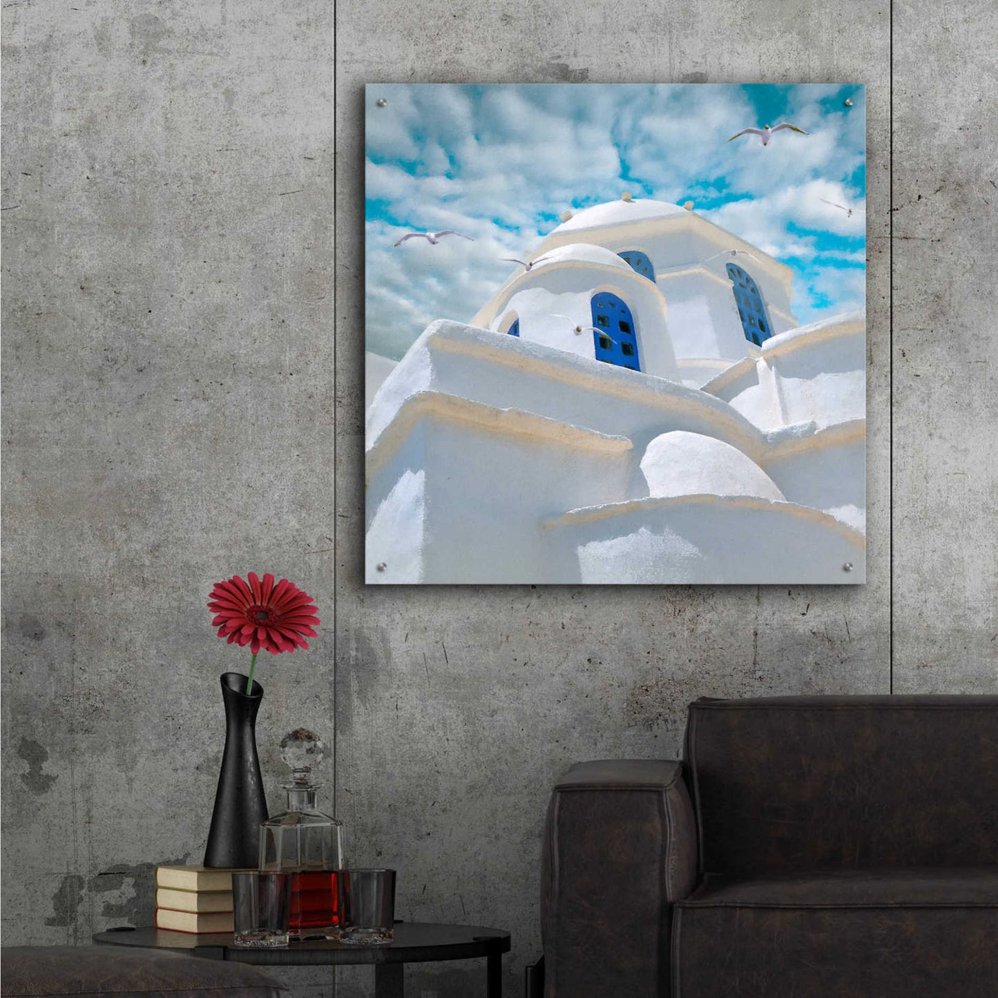 Epic Art 'Grecianblue Three' by Steve Hunziker Acrylic Glass Wall Art,36x36