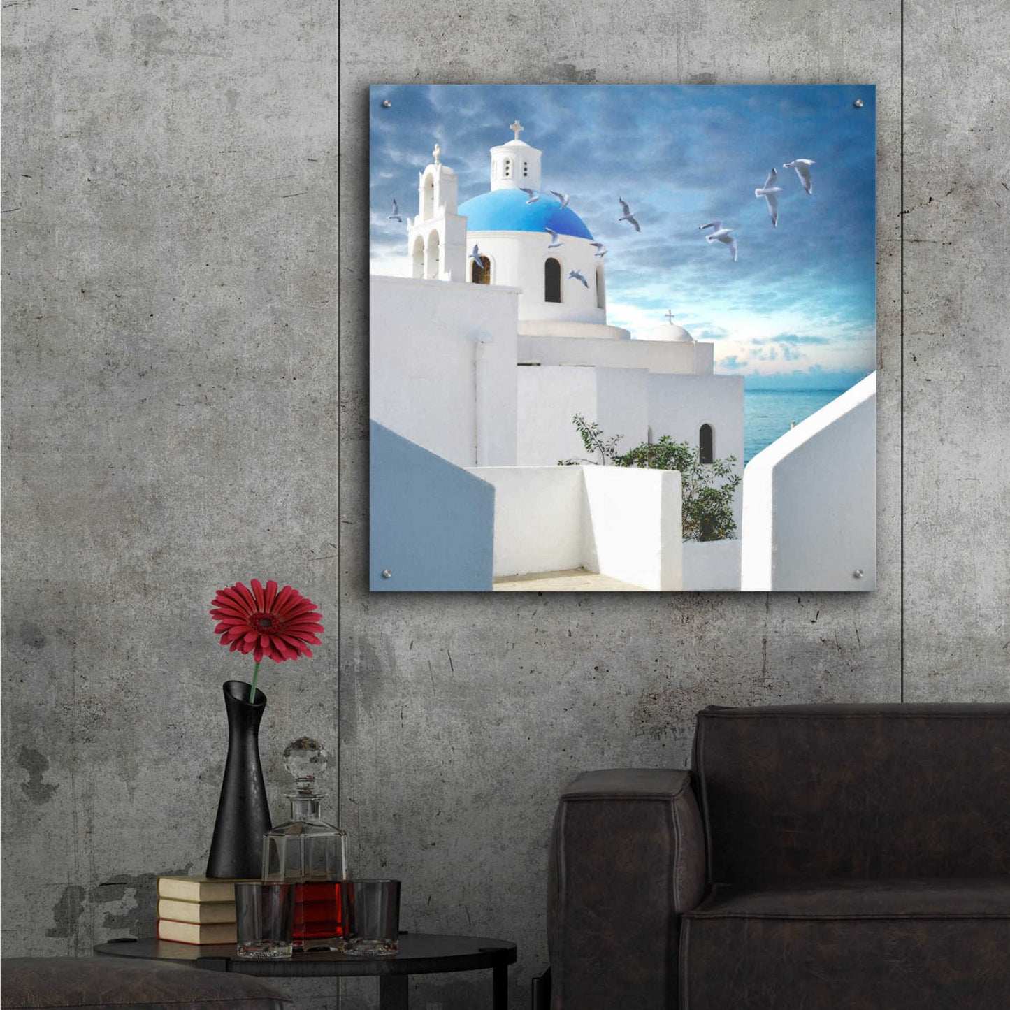 Epic Art 'Grecianblue One' by Steve Hunziker Acrylic Glass Wall Art,36x36