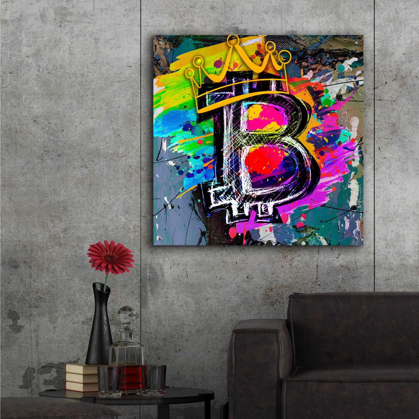 Epic Art 'Bitcoin Crypto King' by Epic Portfolio Acrylic Glass Wall Art,36x36