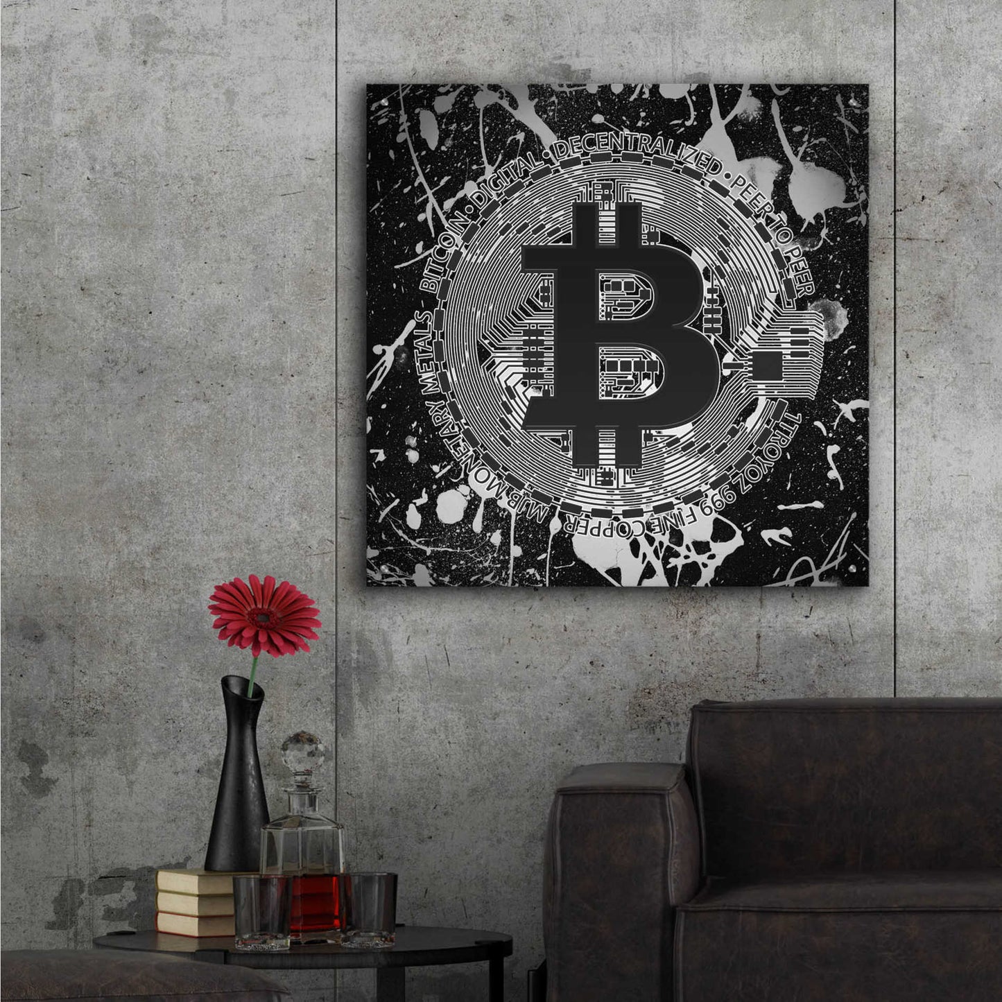 Epic Art 'Bitcoin Black Ice' by Cameron Gray Acrylic Glass Wall Art,36x36