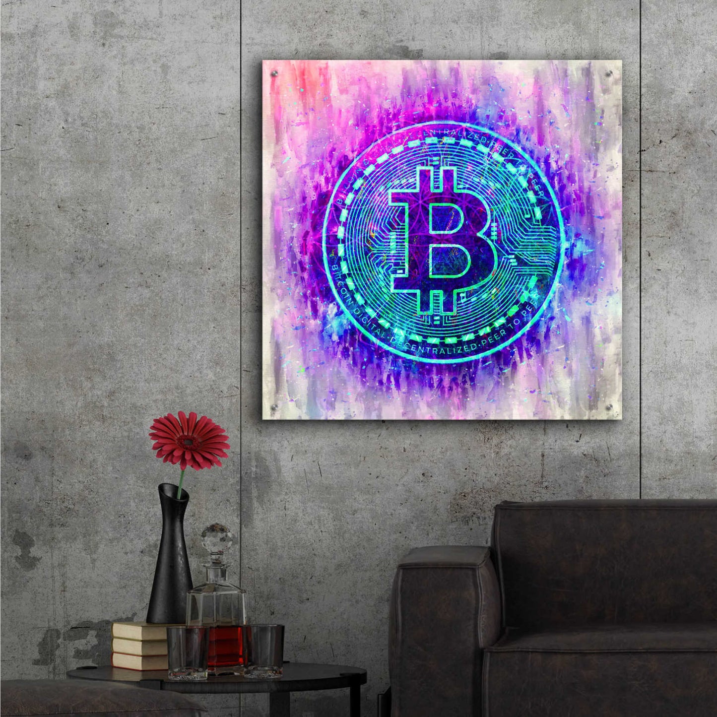 Epic Art 'Bitcoin Melt' by Cameron Gray Acrylic Glass Wall Art,36x36