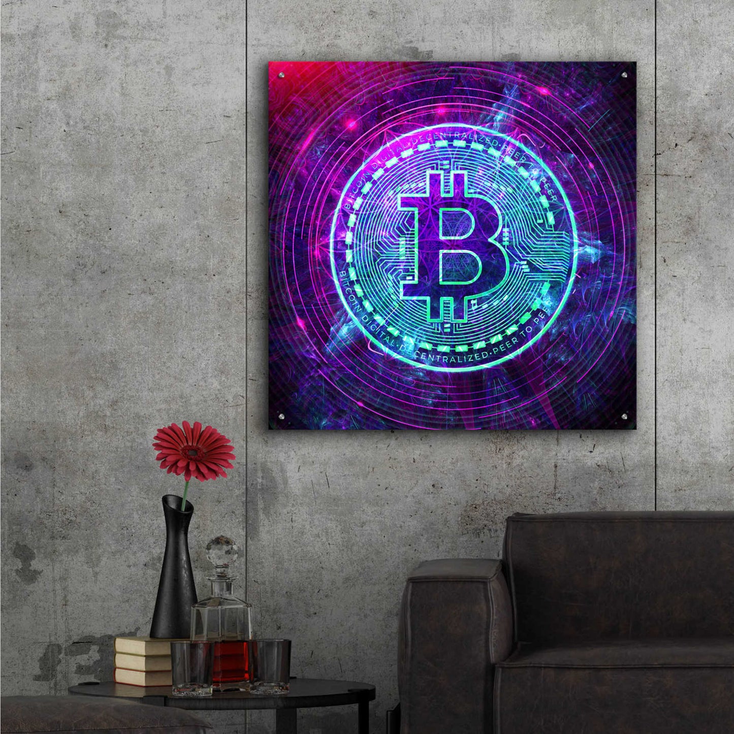 Epic Art 'Bitcoin Wave' by Cameron Gray Acrylic Glass Wall Art,36x36