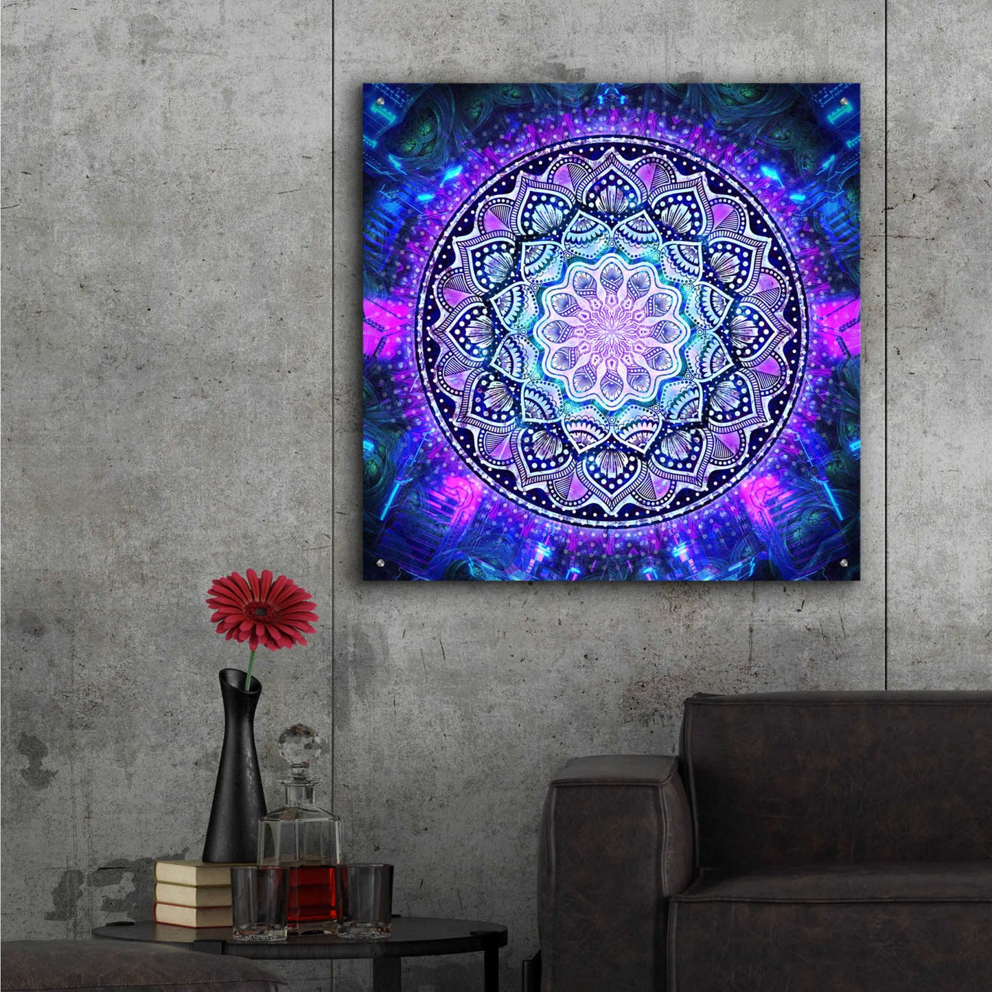 Epic Art 'Sacred Bloom Mandala' by Cameron Gray Acrylic Glass Wall Art,36x36