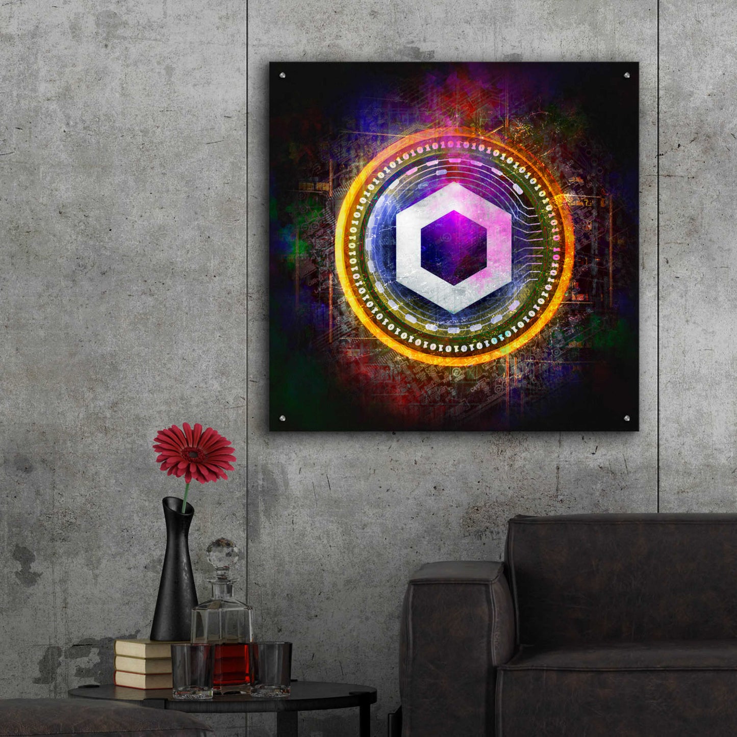 Epic Art 'Chainlink Crypto Halo' by Epic Portfolio Acrylic Glass Wall Art,36x36