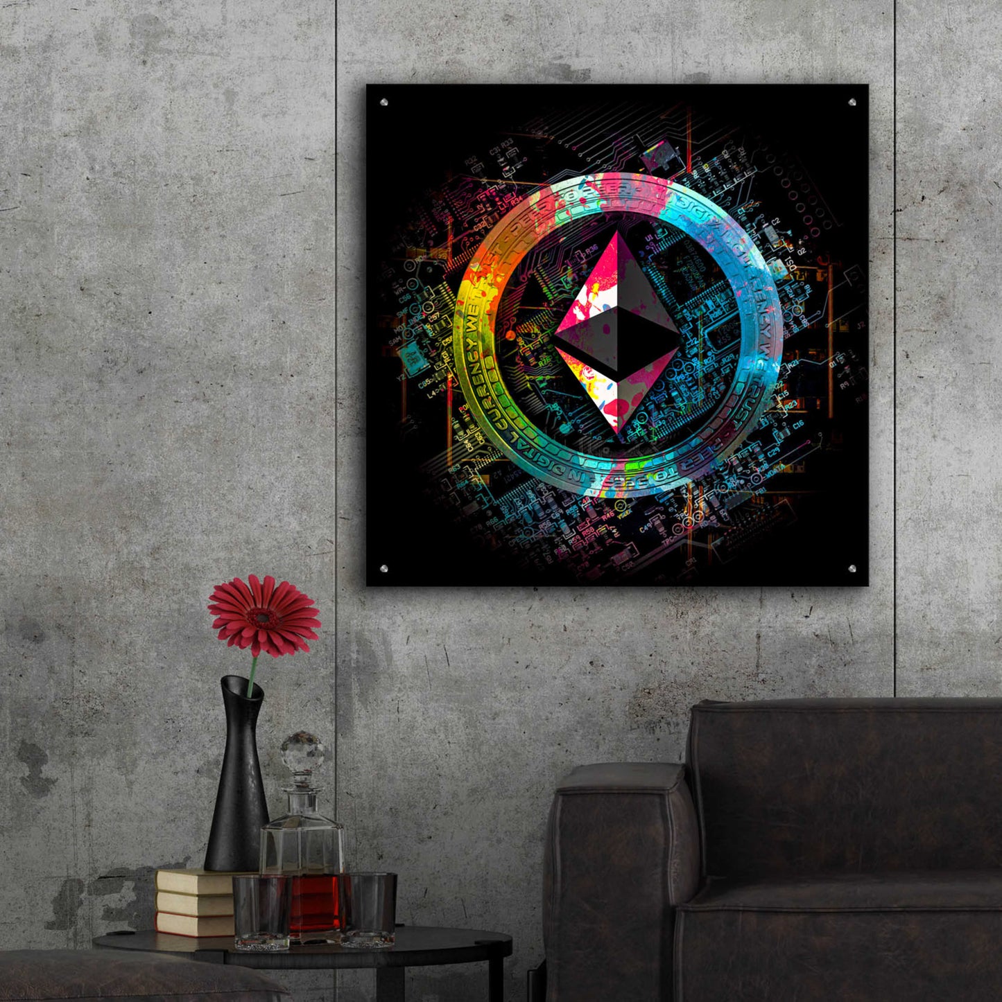 Epic Art 'Ethereum Crypto Power' by Epic Portfolio Acrylic Glass Wall Art,36x36