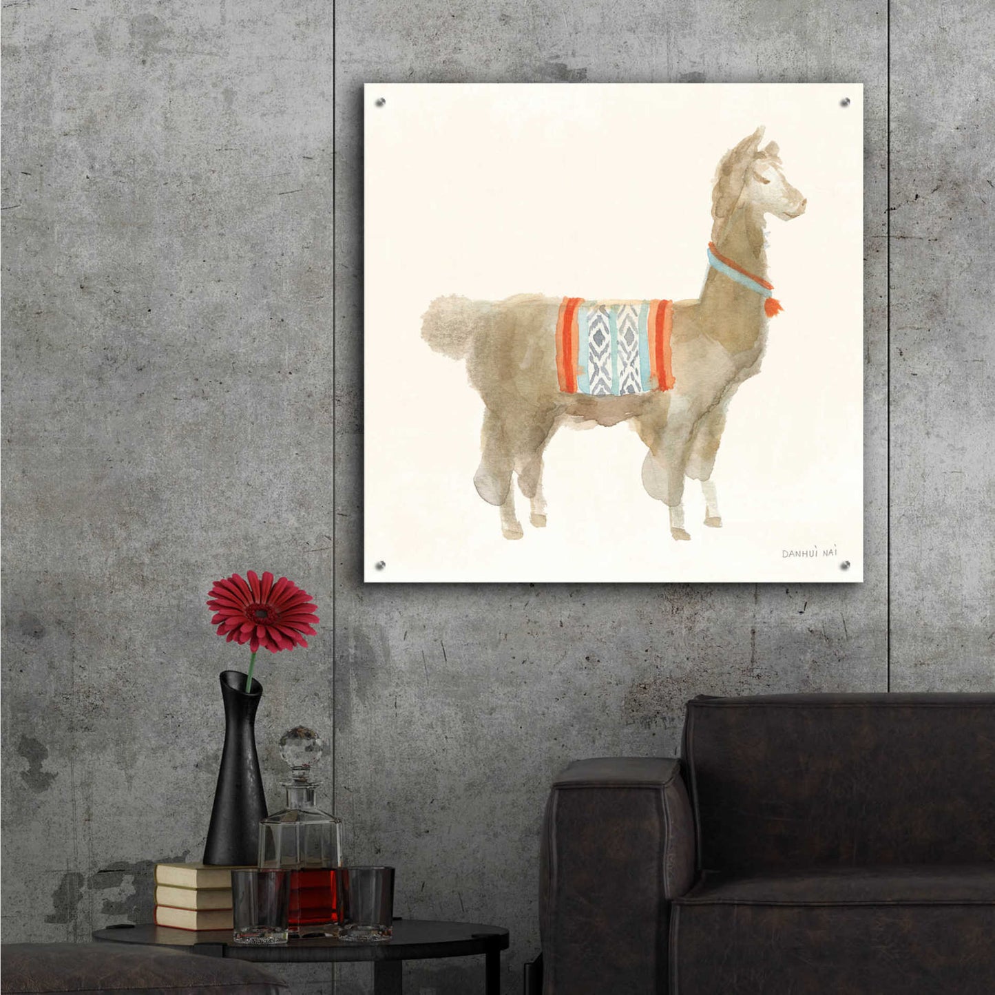 Epic Art 'Festive Llama III' by Danhui Nai, Acrylic Glass Wall Art,36x36