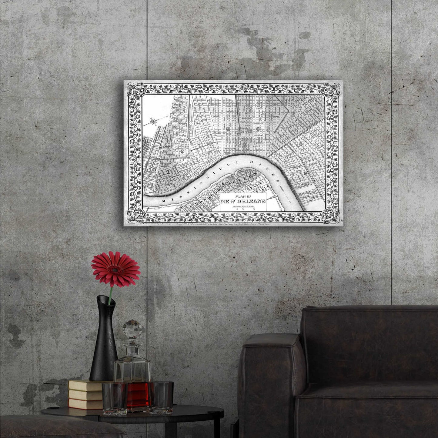 Epic Art 'Plan of New Orleans' by Mitchell, Acrylic Glass Wall Art,36x24