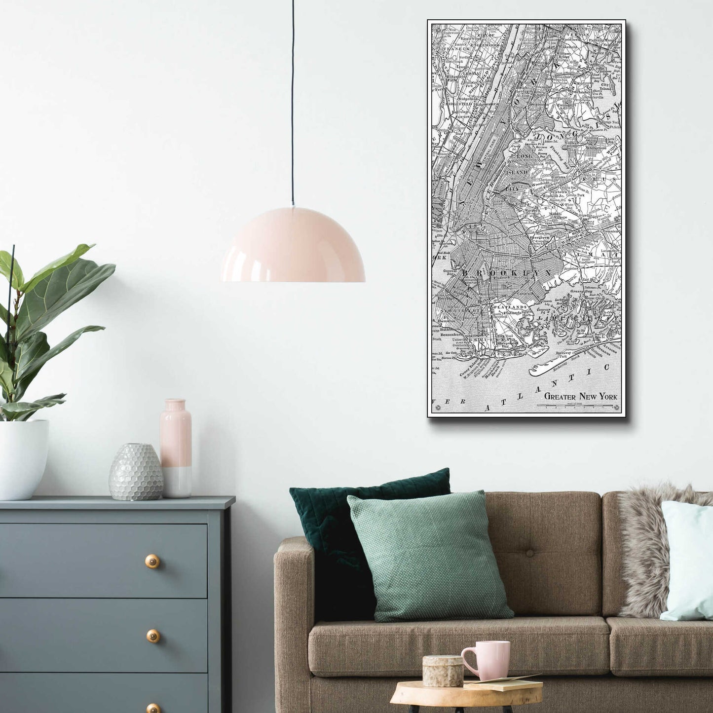 Epic Art 'Tinted Map of New York' by Vision Studio, Acrylic Glass Wall Art,24x48