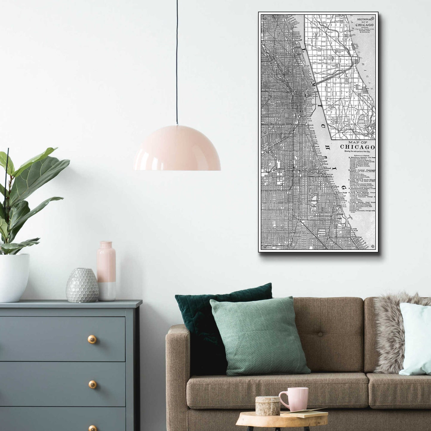 Epic Art 'Tinted Map of Chicago' by Vision Studio, Acrylic Glass Wall Art,24x48
