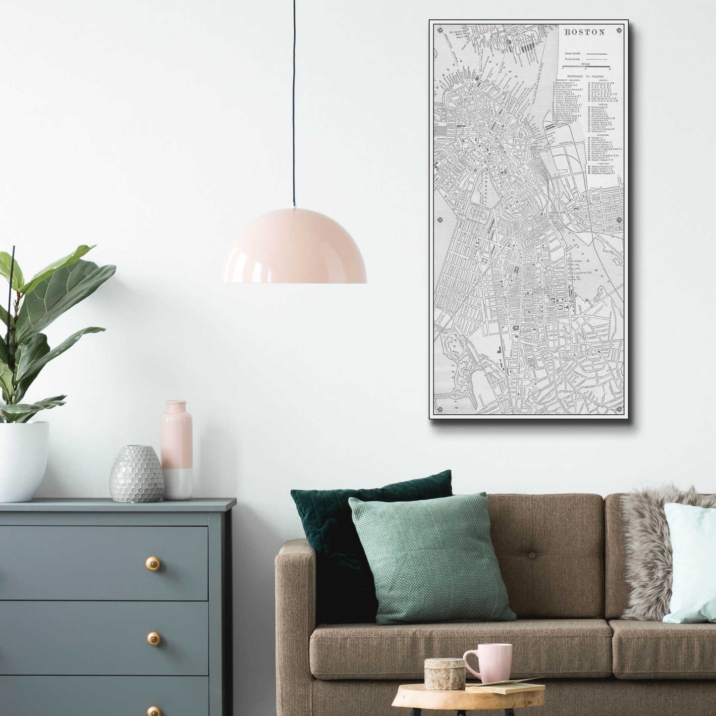 Epic Art 'Tinted Map of Boston' by Vision Studio, Acrylic Glass Wall Art,24x48